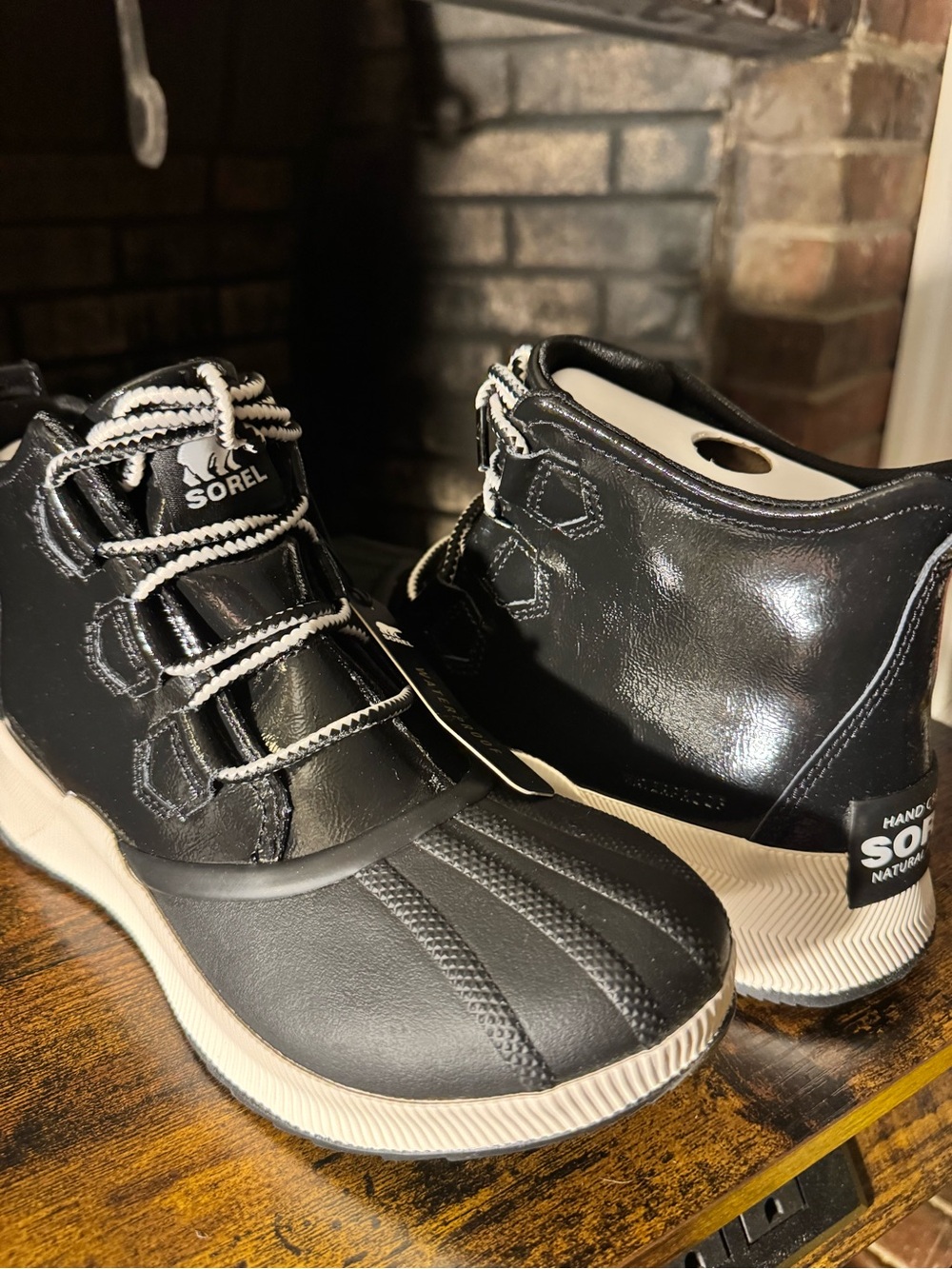 Sorel Women’s Black and white Lace-Up Duck Boots